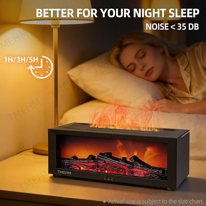 TMEHM Fireplace Flame Air Diffuser Humidifier, 7 Colors Aromatherapy Essential - Image 3