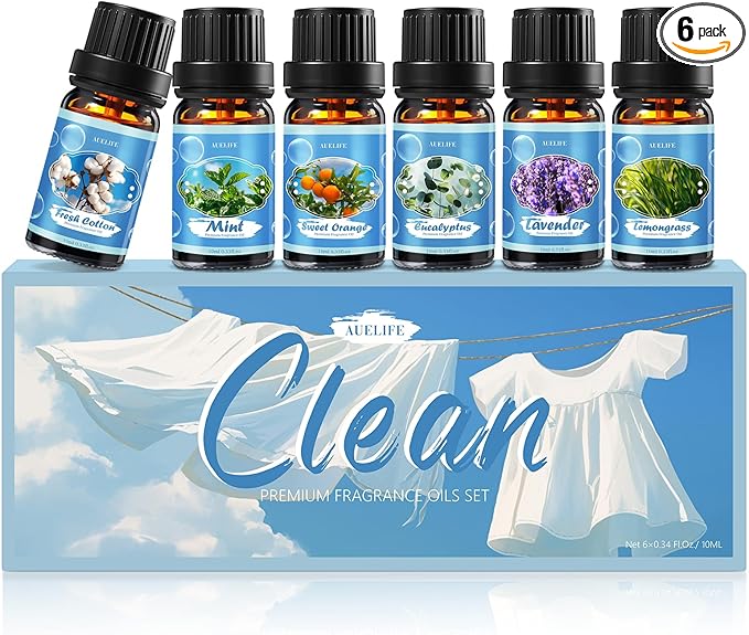 Clean Essential Oils Set for Diffuser & Candle Making | 6 Pack Premium by Auelife