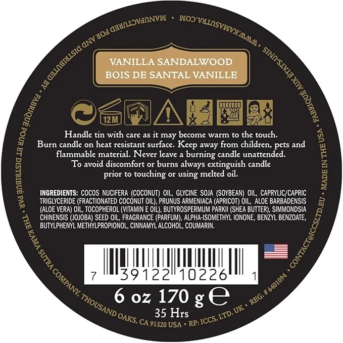 Kama Sutra Ignite Massage Candle Vanilla Sandalwood, 6 Ounce - Image 2