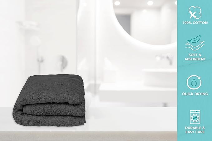 Large Bath Towels Pack of 6 – 24" x 50", 100% Cotton Terry – Soft, Quick-Dry & - Image 7