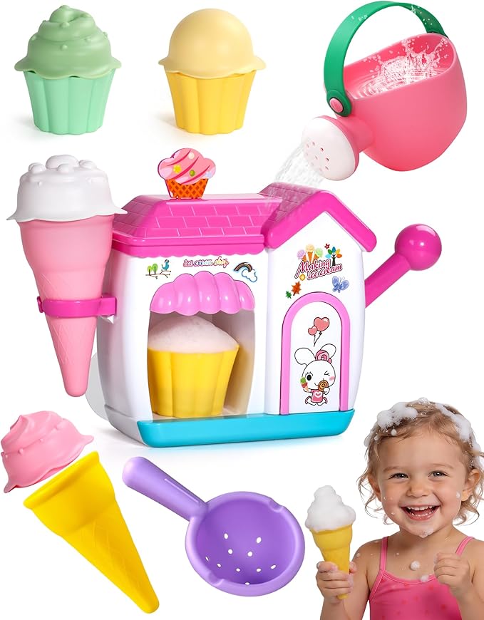 Bath Toys for Kids Ages 4-8 3-5 Toddler Bath Toys Bathtub Ice Cream Foam Maker by Zeewoo