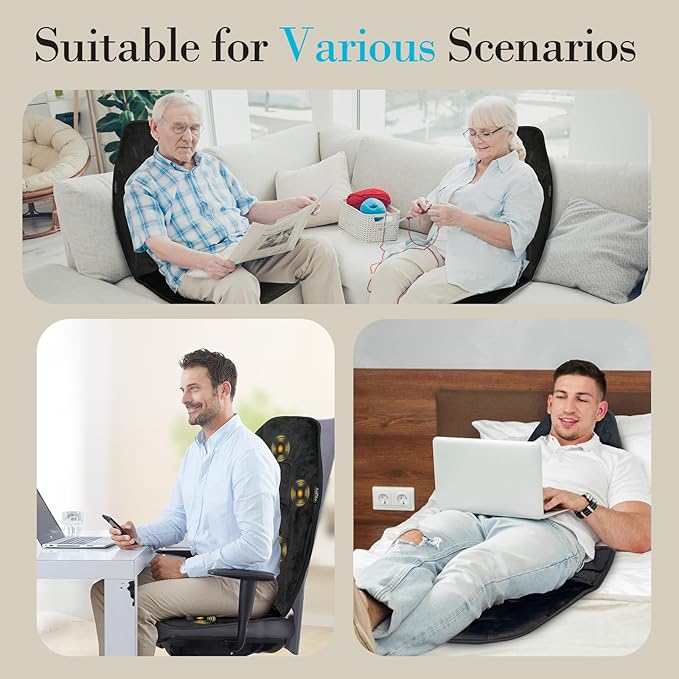 Back Massager with Heat, 5 Vibrating Modes & 2 Heat Levels, Back Massager Chair - Image 7