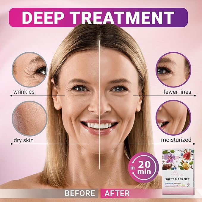 VIABEAUTY 12 Pack of Sheet Face Masks Skincare - Image 2