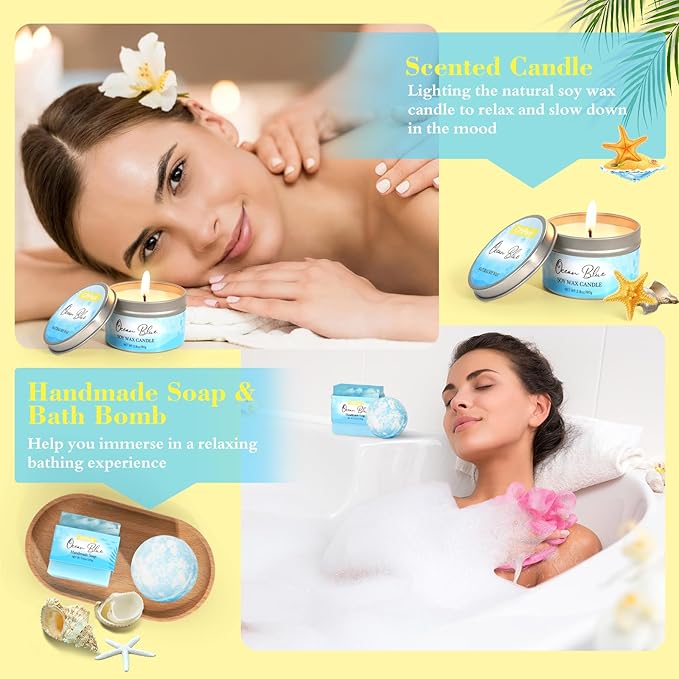 Birthday Gifts for Women, Ocean Scented Relaxing Spa Gift Baskets for Women Mom - Image 5