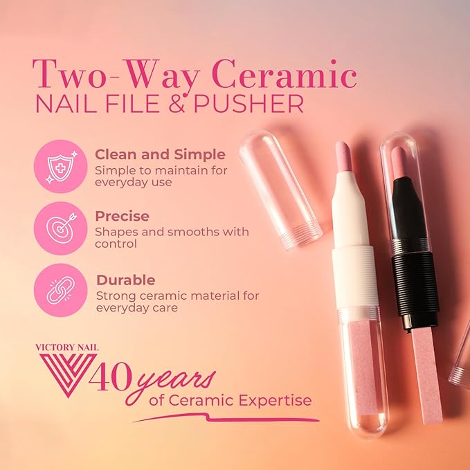 Ceramic Pusher Files for Nails, Manicure Fingernail Files - Image 2