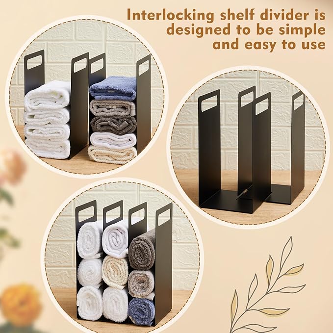 LEIFIDE Set of 2 Interlocking Towel Organizer Metal Bathroom Towel Storage Rack - Image 4