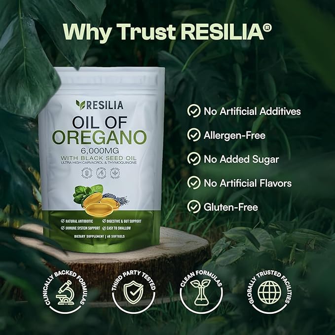 Resilia Softgels with Black Seed Oil 6000mg – Organic Oregano Oil Capsules - Image 7