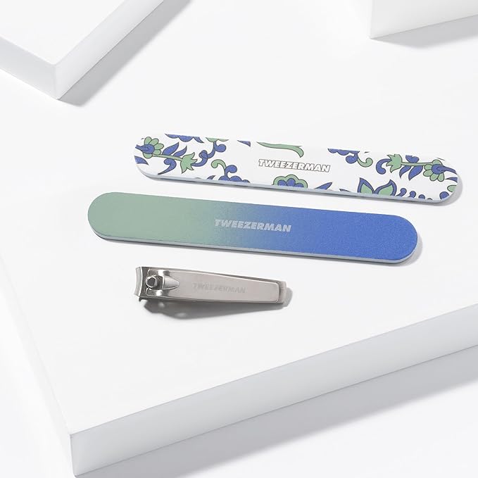 Tweezerman Blue and Green Paisley Manicure Kit - Image 7