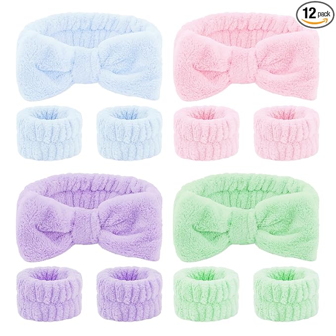 CIEHER 12 PCS Makeup Headband for Women Wrist Washband Scrunchies Cuffs for by CIEHER