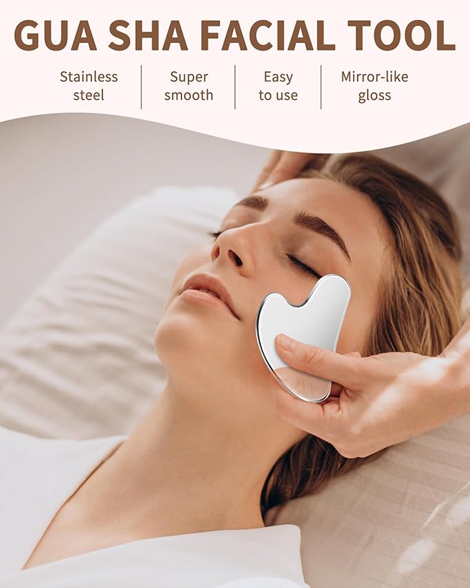 Stainless Steel Gua Sha Facial Tools, Tighten Skin Massage Guasha Beauty Tool - Image 4