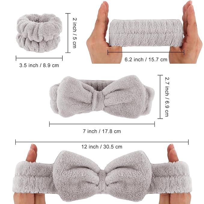 WHAVEL 6PCS Spa Headband and Wristbands Set, Face Wash Headband Wrist Bands - Image 2