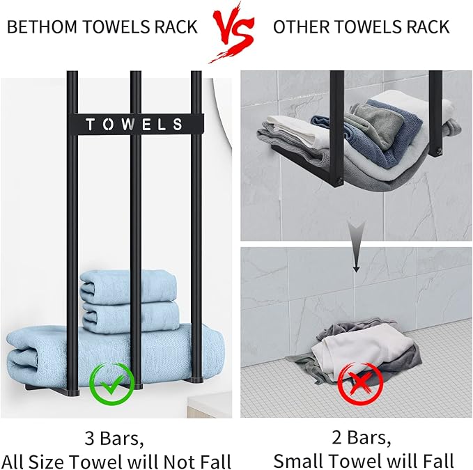 Towel Racks for Bathroom, 30 Inch Towel Rack for Rolled Towels, Wall Mounted - Image 2
