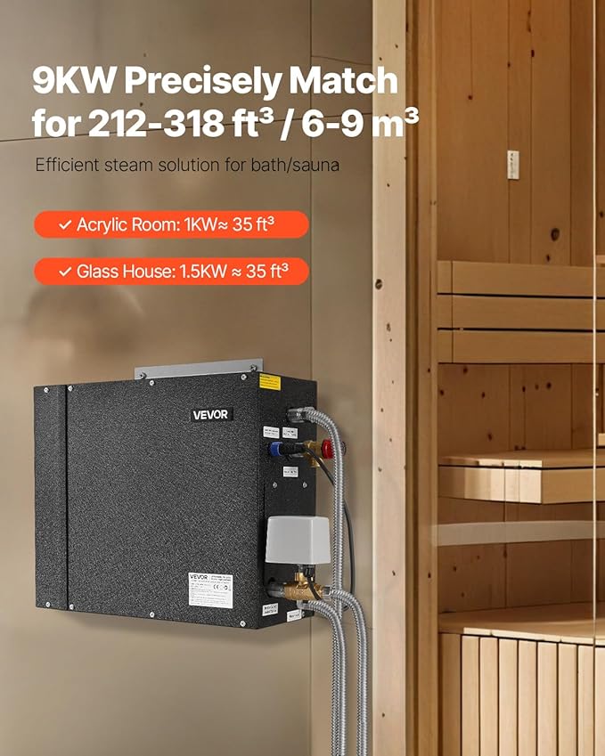 VEVOR Steam Generator, 9 kW Steam Shower System - Image 2
