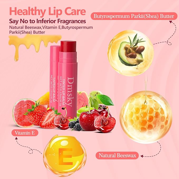 Dmsky 16 Pack Fruity Tinted Lip Balm Bulk, 3-In-1 Moisture, Repair and Color - Image 6