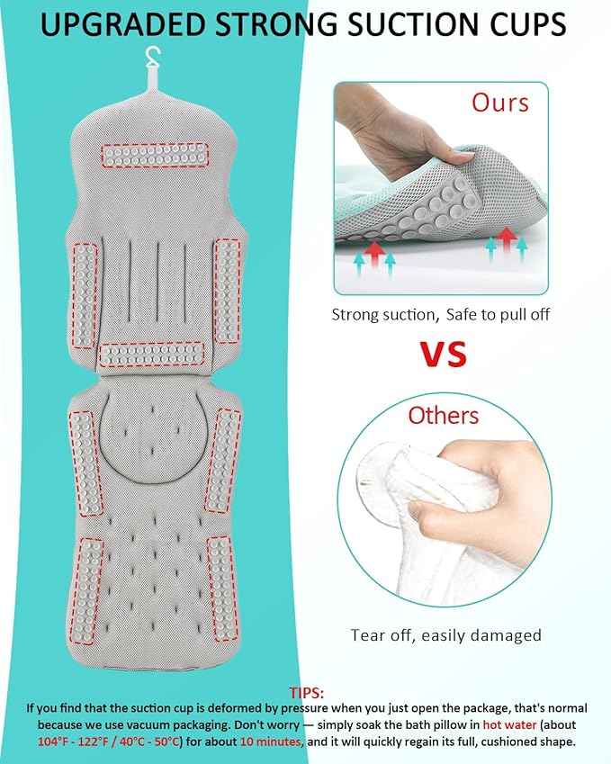 Full Body Bath Pillow for Bathtub, 5D Thick Tub Pillow for Bathtub - Image 4