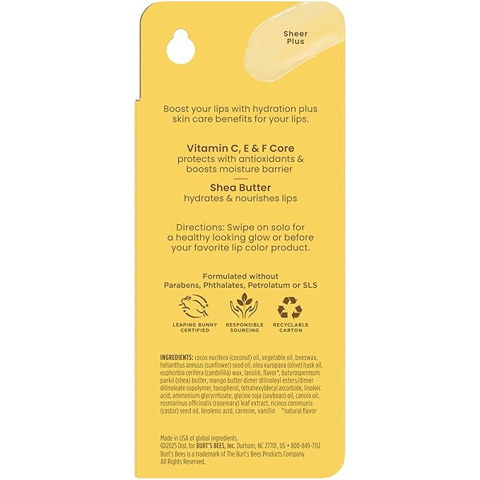 Burt's Bees Boosted Lip Balm Sheer Plus; Vitamin Lip Balm, Nourishing Vitamin C - Image 12