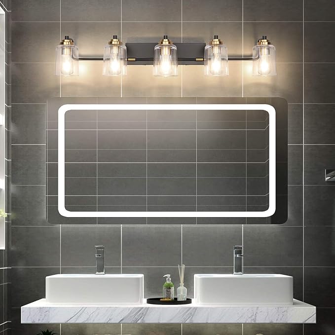 SOLFART Vintage Vanity Lights for Bathroom 5 Light Bathroom Vanity Light Black - Image 6
