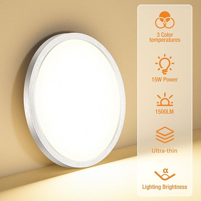 8PACK LED Flush Mount Ceiling Light Fixture, 3000K-4000K-6500K & 100W - Image 2
