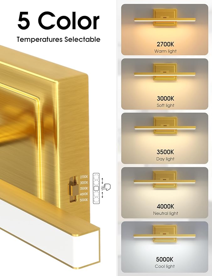 VOLISUN Bathroom Vanity Light 15.7 inch, 12W Dimmable 5CCT Led Bathroom Light - Image 3