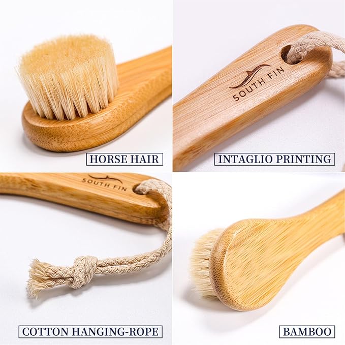 Facial Cleansing Brush, Natural Horsehair Exfoliator Face & Body Brush Wooden - Image 4