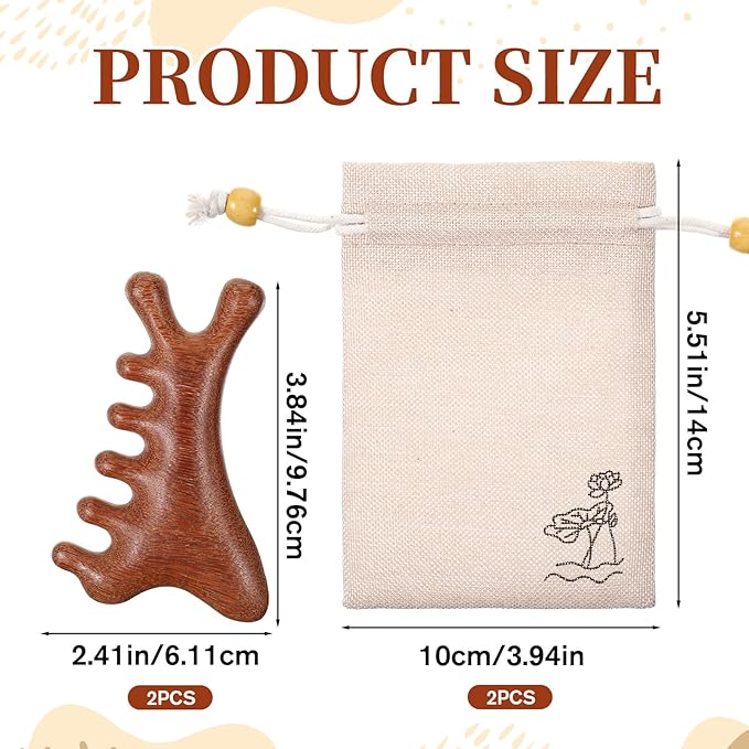 2 Pcs Wooden Scalp Massager Comb Sandalwood Scalp Massager Handmade - Image 2