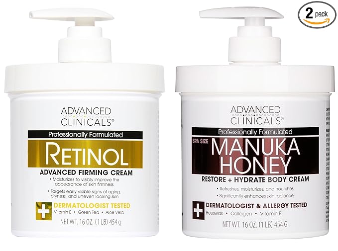 Advanced Clinicals Unscented Retinol Body Lotion & Face Moisturizer + Manuka by AdvancedClinicals