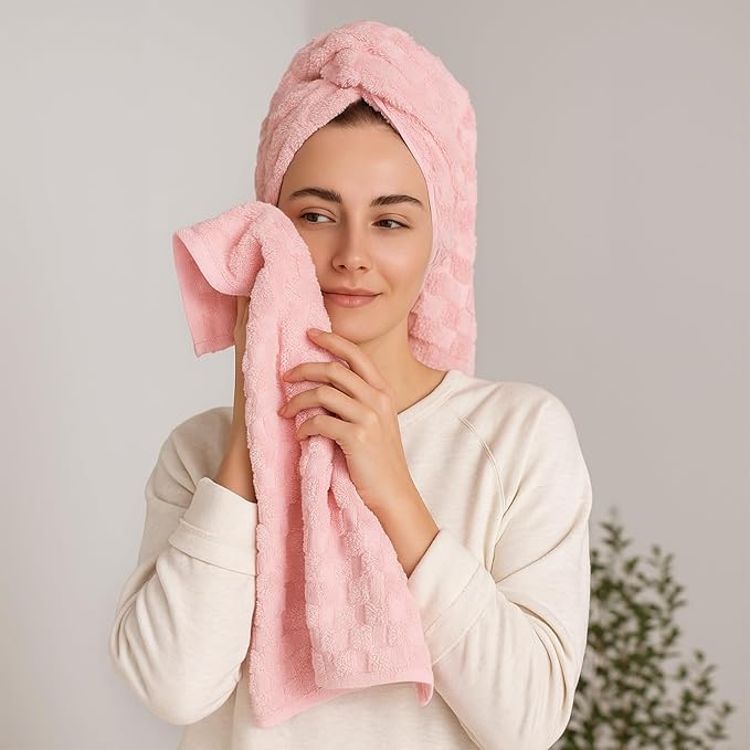 REDKISS 4 Pack Pink Microfiber Bath Towels - Image 4