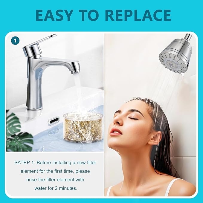Replacement Shower Filter for Wall-mounted showerhead, Compatible - Image 6