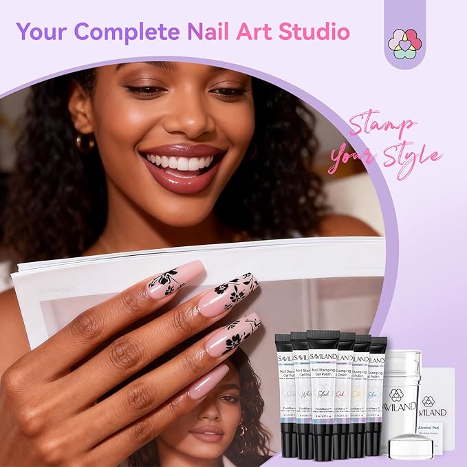 SAVILAND Nail Stamping Gel Polish Kit: 6 Colors Nail Stamping Polish Gel - Image 7