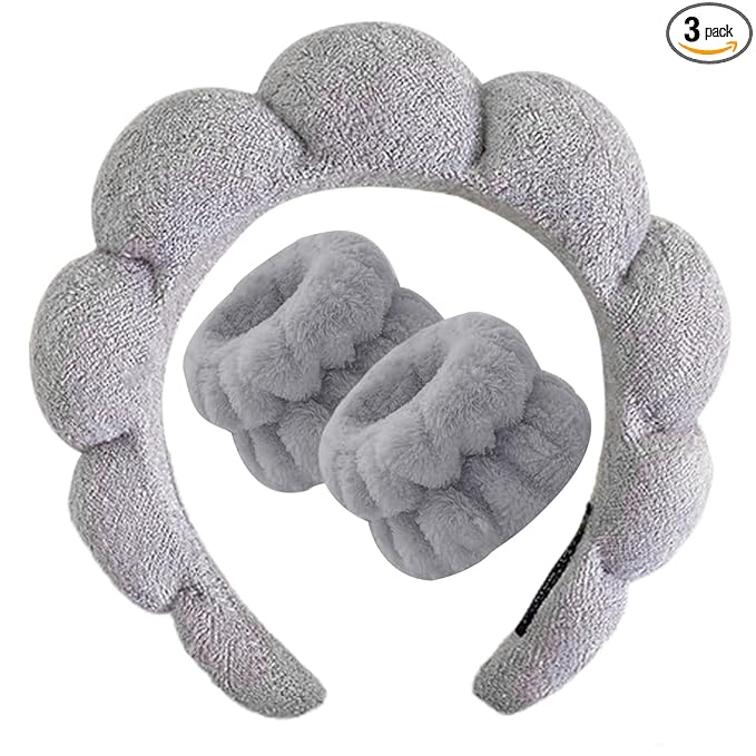 Beleki Spa Headband for Washing Face, Sponge Makeup Headband and Wristband Set by Beleki