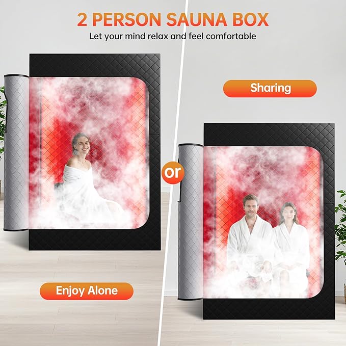 Upgraded 2 Person Infrared Sauna Box, 77”x 37”x 50” Portable Sauna - Image 6