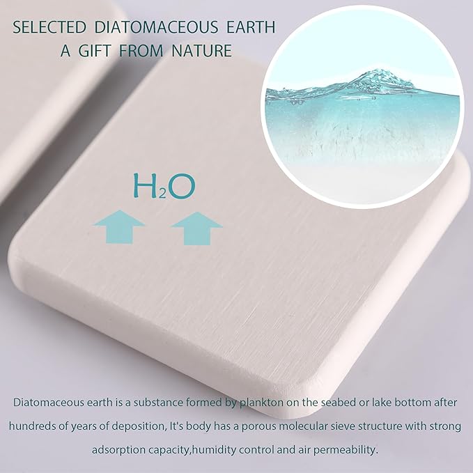 NiuYichee Set of 4 Water Absorbent Diatomite Coasters, Diatomaceous Earth - Image 3