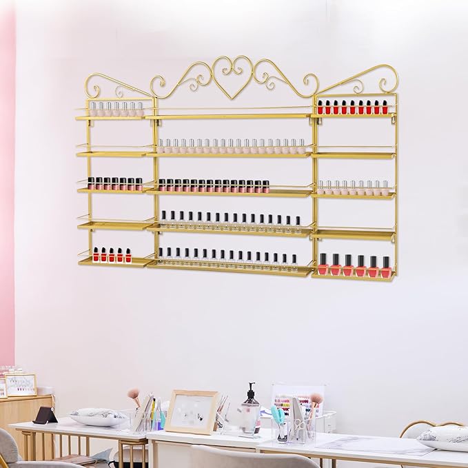 3PCS Wall-Mounted Nail Polish Racks, 5-Tier Metal Makeup Display Wall Shelf - Image 5