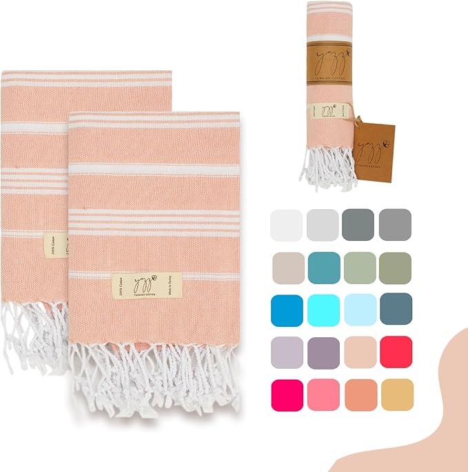 Hand Towels - Set of 2, Decorative Peshtemal Cotton Hand Towels by YAZZTURKISHCOTTON