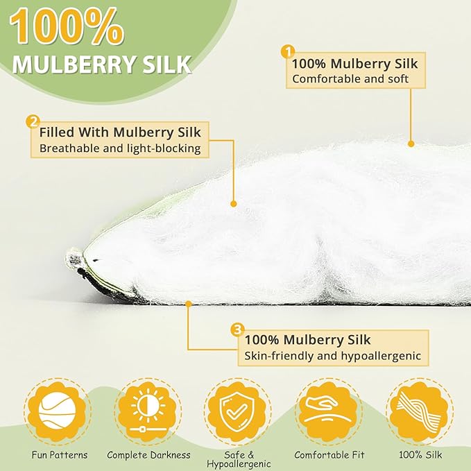 Kids Silk Sleep Mask – 100% Mulberry Silk Eye Cover, Kid Eye Mask - Image 3