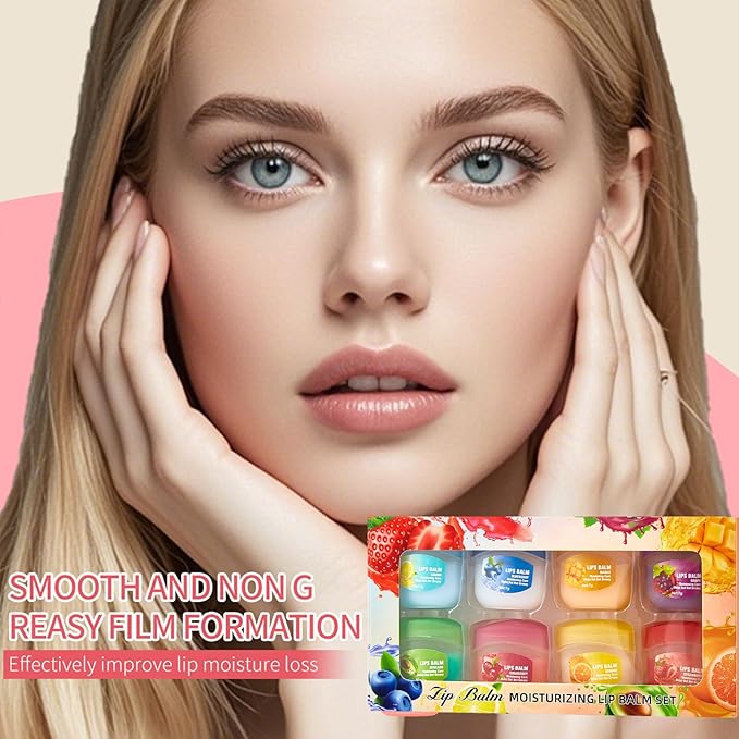 8Piece Set Lip Balm, Moisturizing Lip Care Kit, 8 Fruit Flavored Lip Masks - Image 7