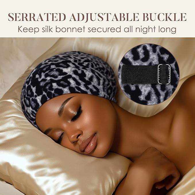 LULUSILK 100% Mulberry Silk Lined Sleep Cap, No More Frizzy Tangled Hair - Image 4