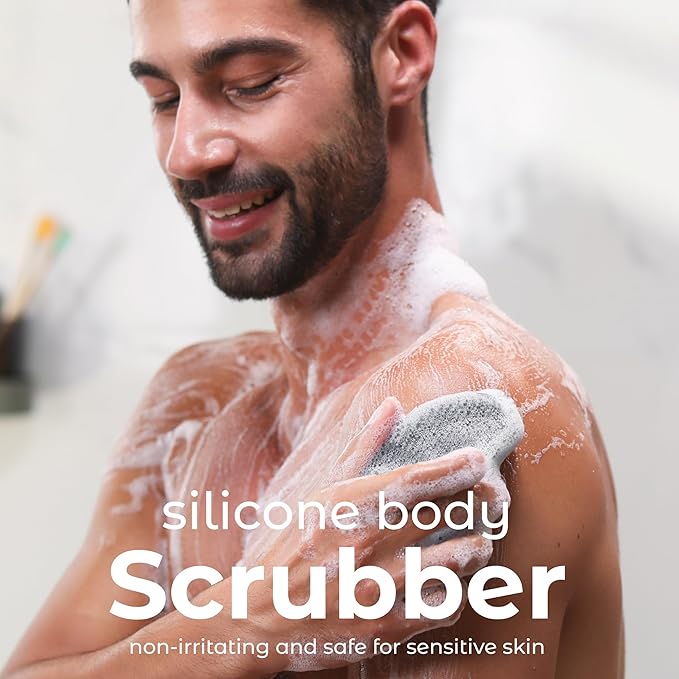 MainBasics Silicone Body Scrubber Dual-Sided Shower Loofah and Massaging Nodes - Image 2