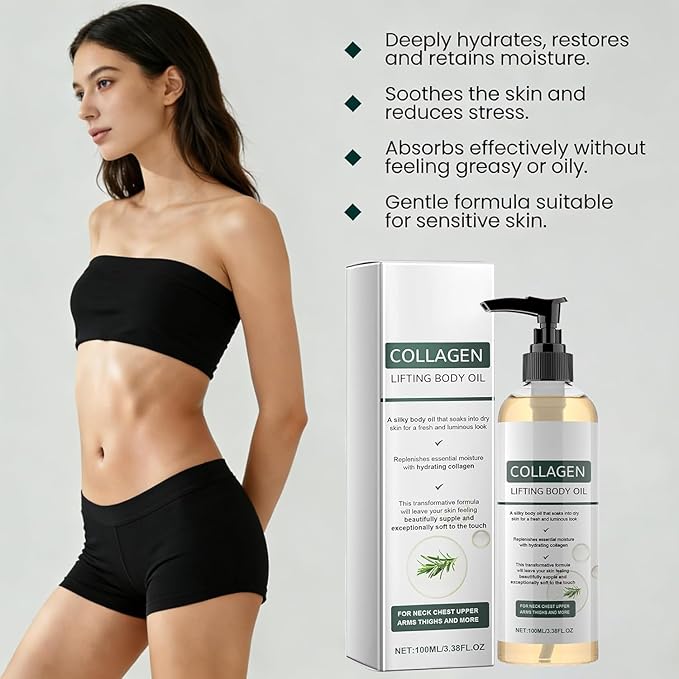 Collagen Lifting Body Oil after Shower, Moisturizing Anti Aging Silk Body Oils - Image 2