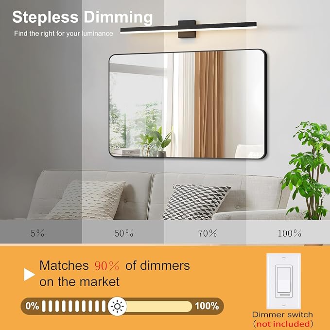 Black Bathroom Vanity Light 39.4 inch, 30W Dimmable 5CCT LED Modern Bathroom - Image 5