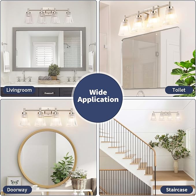 OCIOC 4-Light Vanity light fixtures, Brushed Nickel Vanity lights over mirror - Image 9