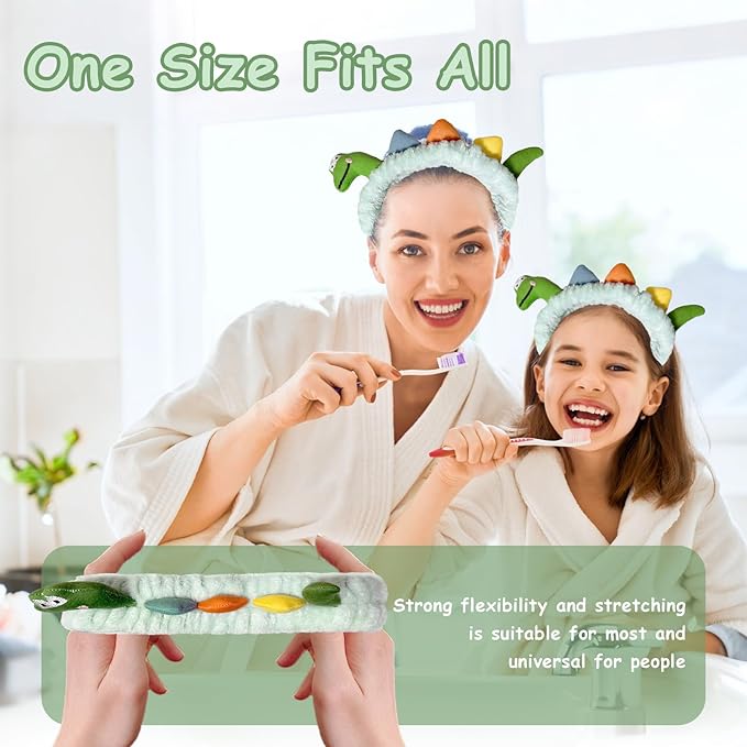 Funny Dinosaur Headband Cute Animal Cat Duck Frog Dinosaur Snail Kawaii Spa - Image 3