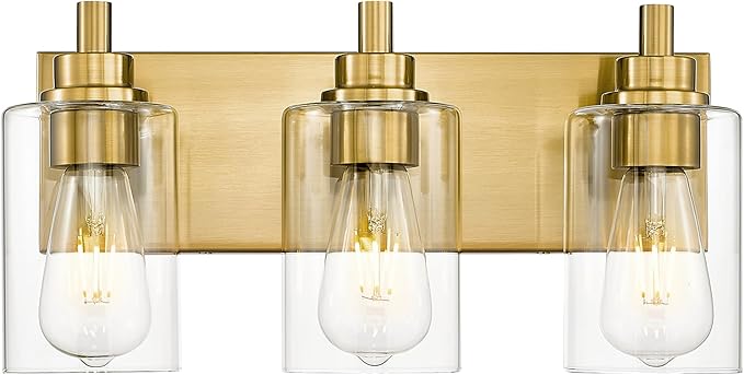 3-Light Bathroom Light Fixtures, Brushed Gold Vanity Light by Metwet