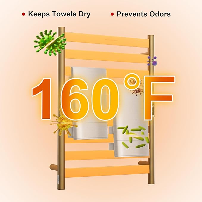 Heated Wall Mounted Electric Towel Warmer Rack, Timer & Temperature Control - Image 3