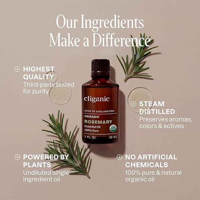 Cliganic Organic Rosemary Essential Oil, 2oz - Image 2