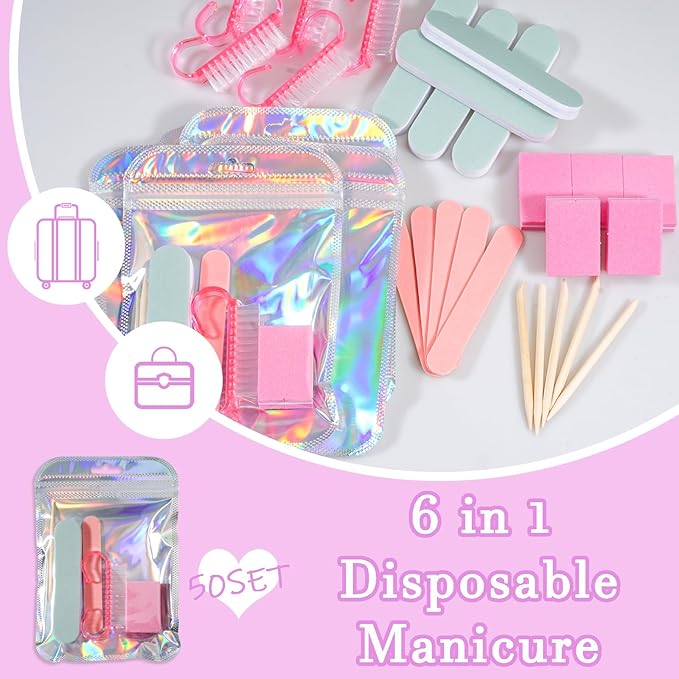 Disposable Manicure Kit Professional, 50 Set Press On Nail Tool Kit - Image 2