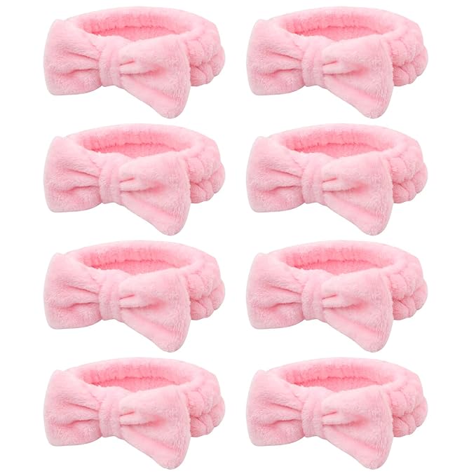 Semato 8 Pcs Pink Spa Headband for Washing Face and Makeup Bridesmaid Proposal by Semato