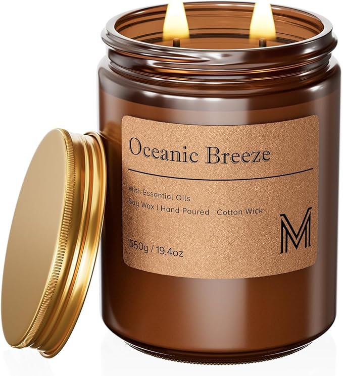 M&SENSE Oceanic Breeze Scented Christmas Candle Gift | 19.4oz, 115-Hour Burn | by MSENSE