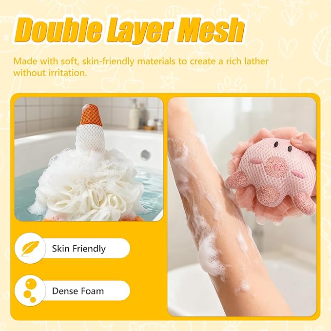 Kids Loofah, Cute Cartoon Animal Kids Bath Sponge - Image 5
