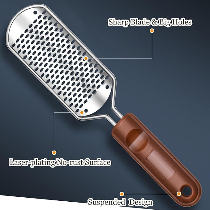 Foot Files Foot Scrubber Pedicure, Stainless Steel Callus Remover - Image 4